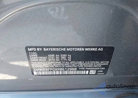 2024 BMW 330I from USA, damaged, VIN 3MW69FF0XR8E12968